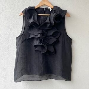 H&M | Sheer Ruffle Front Sleeveless Top